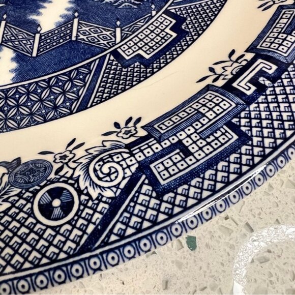 Vintage 1950s CHURCHILL Blue Willow Platter Gravy Boat Set Made in England - Picture 10 of 15